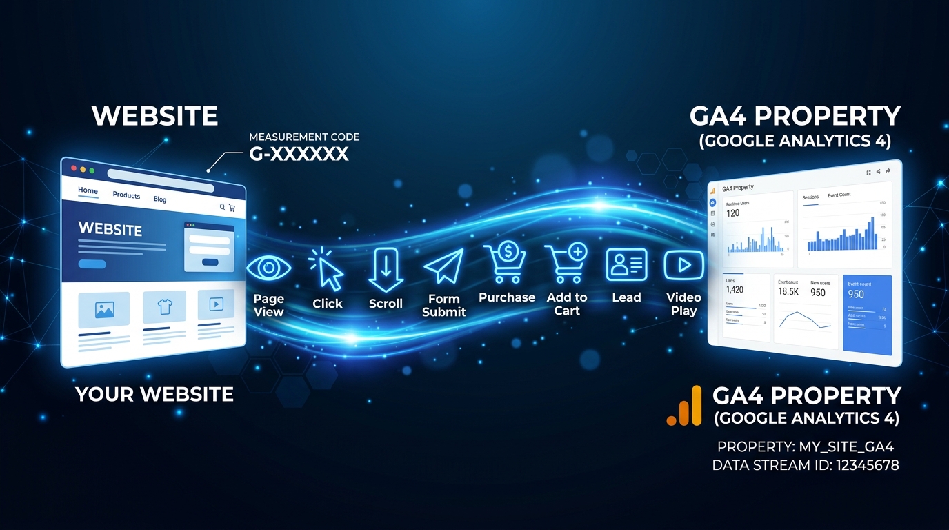 Data stream die events van website naar GA4 property stuurt
