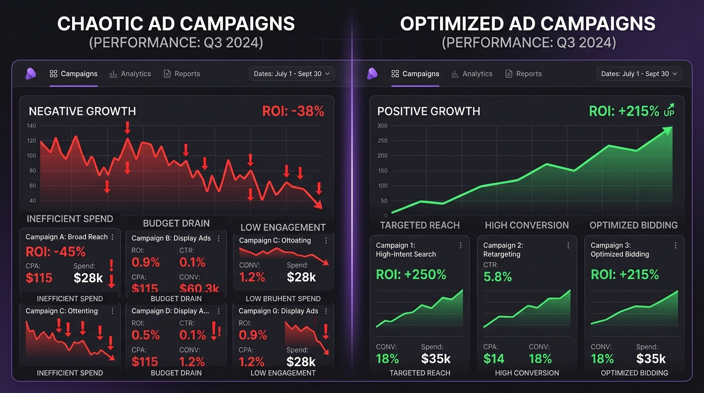 Comparison of chaotic vs optimized ad campaigns